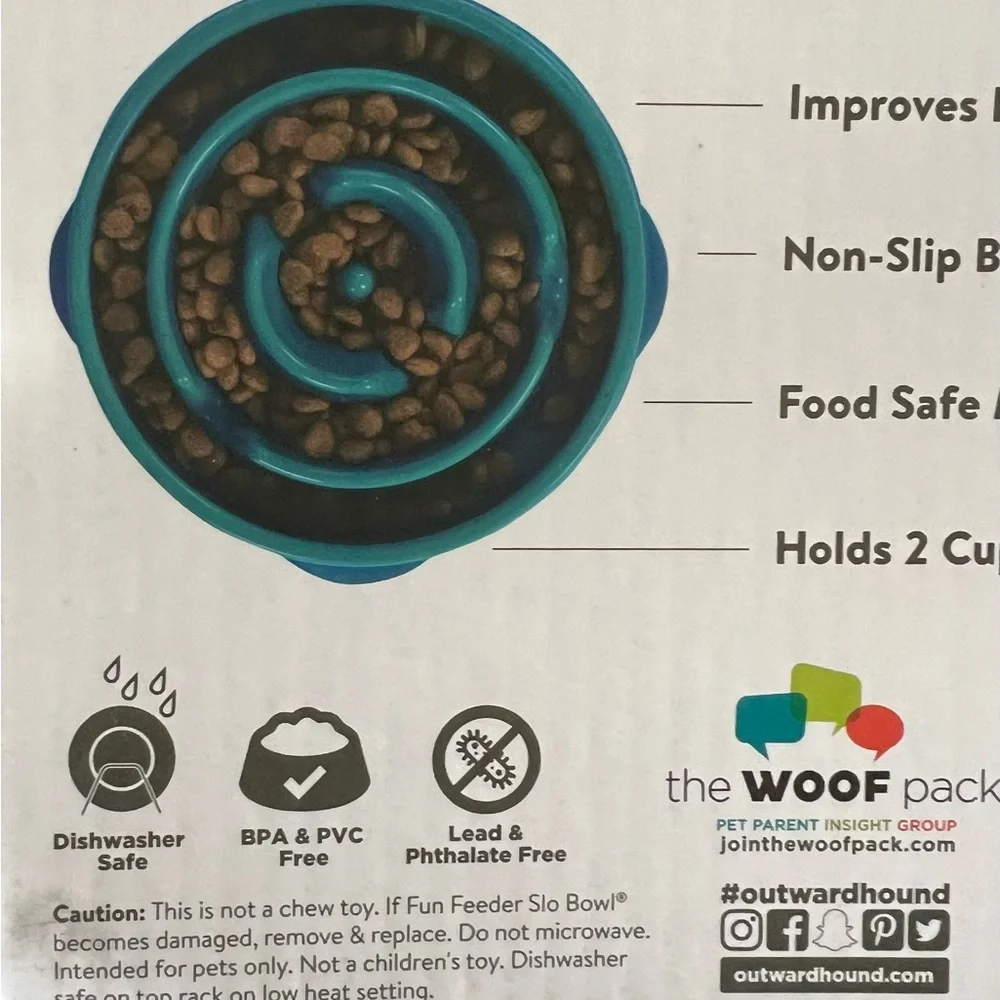 Outward Hound Teal Fun Feeder Dog Bowl